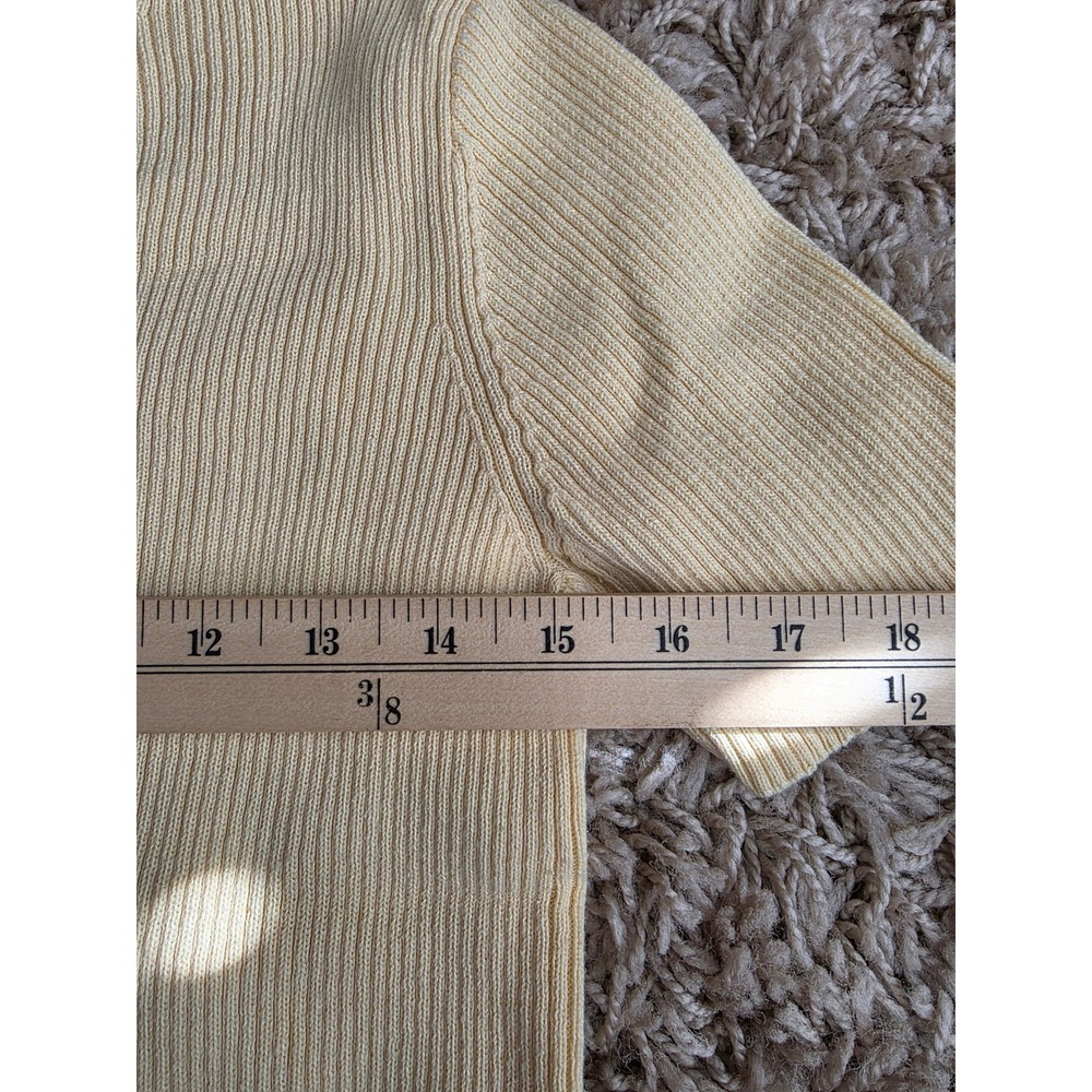 VTG Liz Claiborne Lizsport Yellow Ribbed Short Sleeve Cotton Sweater Wm‎ Sz PM - Picture 6 of 9